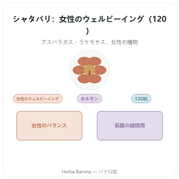 Shatavari オーガニック – Ayur-vana – 120カプセル presentation Paris Herba Barona