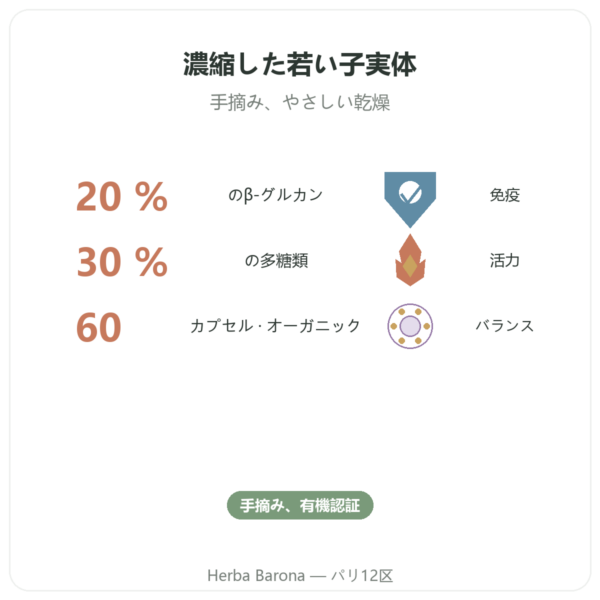オーガニック シイタケ – dynveo – 60カプセル benefits and key facts Paris Herba Barona