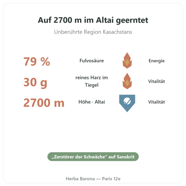 Reines Shilajit-Harz – SIHO – 79% Fulvosäure – 30 g im Topf Vorteile und Fakten Paris Herba Barona