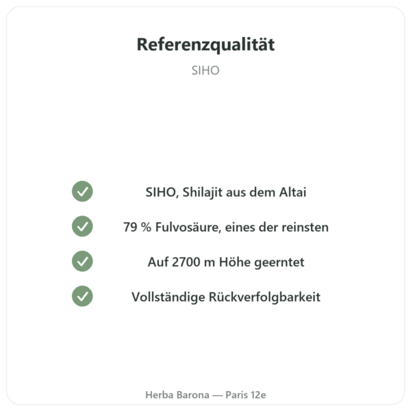 Reines Shilajit-Harz – SIHO – 79% Fulvosäure – 30 g im Topf Qualität Paris Herba Barona