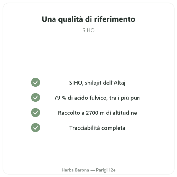 Shilajit in resina pura – SIHO – 79% acido fulvico – 30 g in vasetto qualità Paris Herba Barona