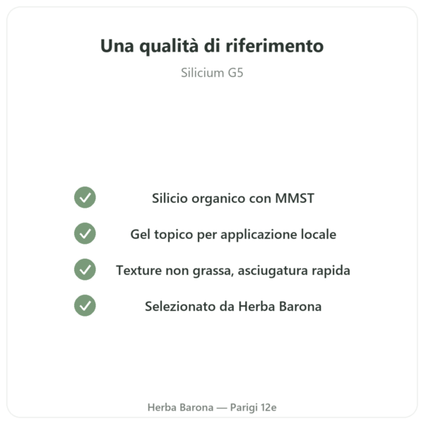 Silicio organico G5 gel – 100 ml qualità Paris Herba Barona