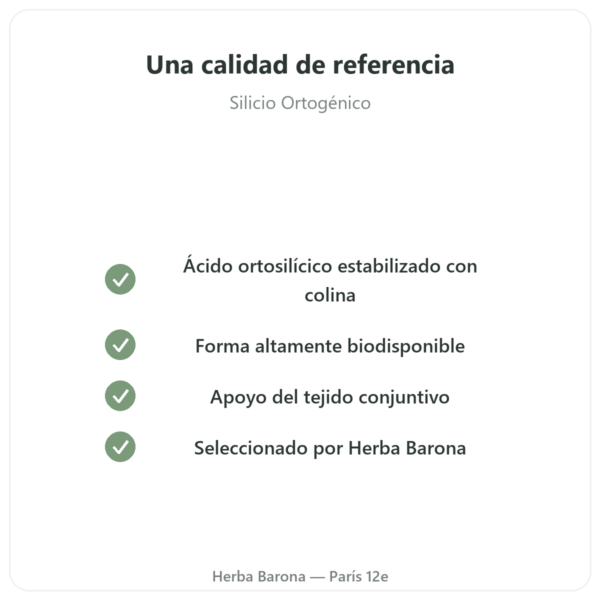 Silicio Ortogénico Natural 50 mg – Frasco de 60 Cápsulas calidad Paris Herba Barona