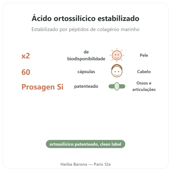 Silício Prosagen Si Dynveo 60 cápsulas benefícios e dados principais Paris Herba Barona