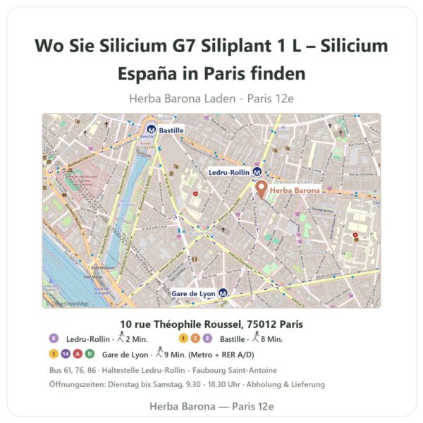 Wo finden Sie Silicium G7 Siliplant 1 L – Silicium España in Paris - Ladenplan Herba Barona Paris 12e