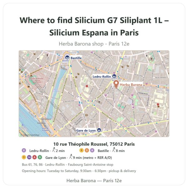 Where to find Silicium G7 Siliplant 1L – Silicium Espana in Paris - store map Herba Barona Paris 12e