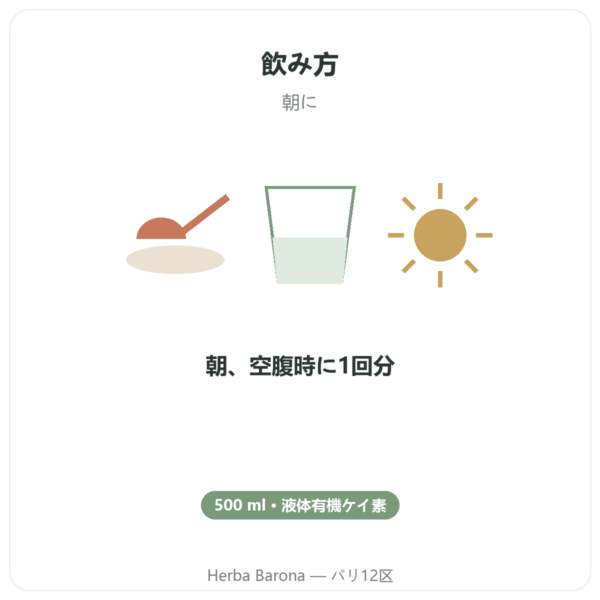 Silicium Organique G5 有機ケイ素 500 ml directions and dosage Paris Herba Barona