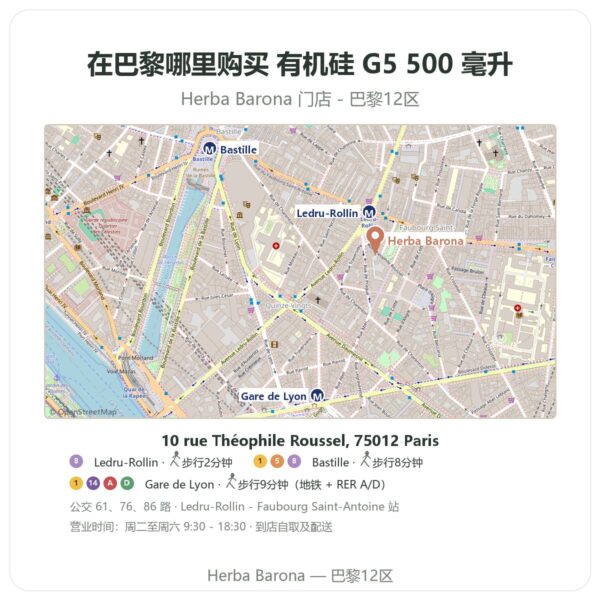 有机硅 G5 500 毫升 巴黎哪里能买到 - 门店地图 Herba Barona Paris 12e