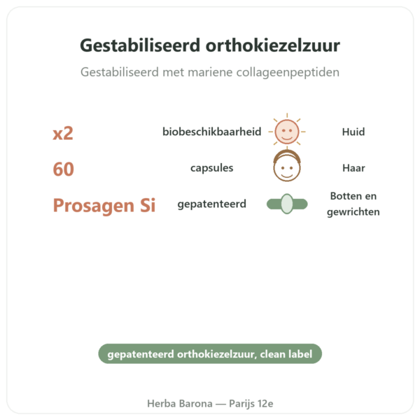 Silicium Prosagen Si Dynveo 60 capsules voordelen en kerngegevens Paris Herba Barona