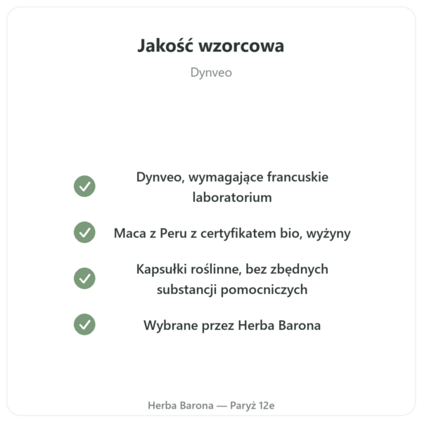 Skoncentrowana maca bio 500 mg - 60 kapsulek DYNVEO jakość Paris Herba Barona