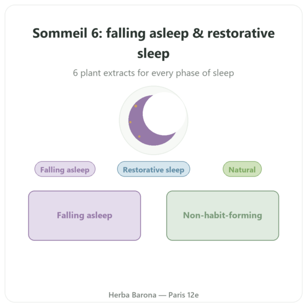 Sleep Complex 6 - Dynveo - Sleep Onset & Restorative Sleep - 60 capsules - 1-month course presentation Paris Herba Barona