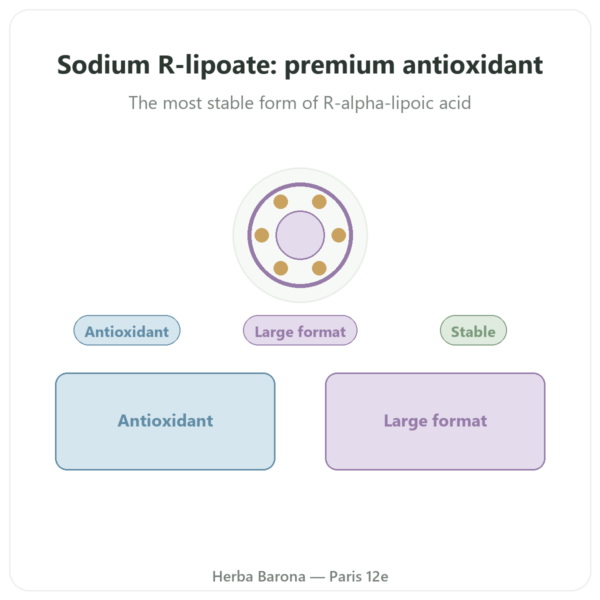 Sodium R-Lipoate 300mg – Dynveo – 300 Capsules presentation Paris Herba Barona
