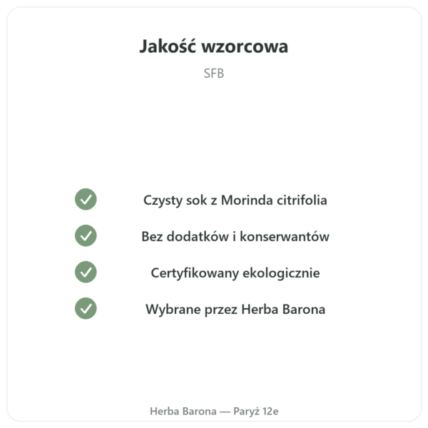 Sok z Noni Hawajski Bio – SFB – 500 ml jakość Paris Herba Barona
