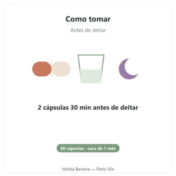 SONO 6 – Dynveo – Adormecimento & sono reparador – 60 cápsulas – Cura 1 mês modo de uso e dosagem Paris Herba Barona