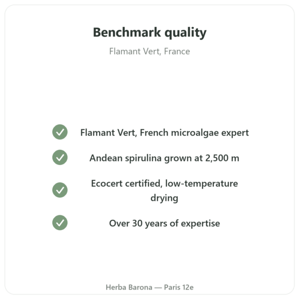 Spirulina – Flamant Vert – 180 tablets – Ecocert quality Paris Herba Barona