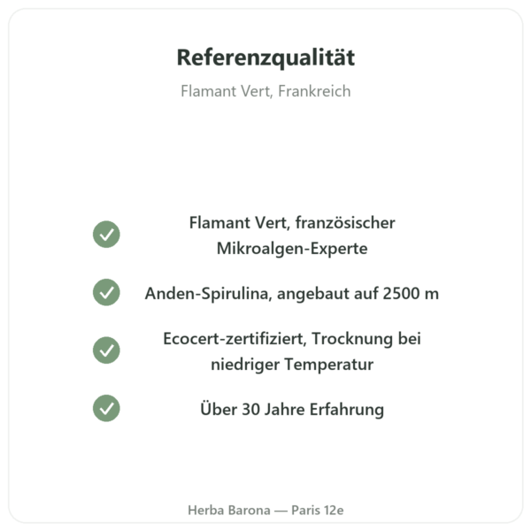 Spirulina – Flamant Vert – 180 Tabletten – Ecocert Qualität Paris Herba Barona