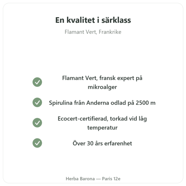 Spirulina – Flamant Vert – 180 tabletter – Ecocert kvalitet Paris Herba Barona