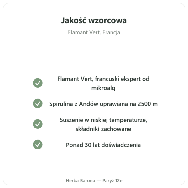 Spirulina 300 tabletek Flamant Vert w Paryżu jakość Paris Herba Barona