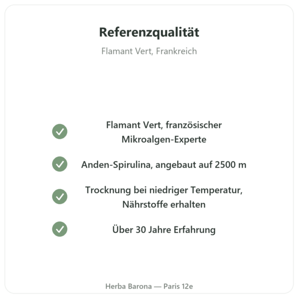 Spirulina Flamant Vert – 300 + 60 Tabletten (20% gratis) Qualität Paris Herba Barona