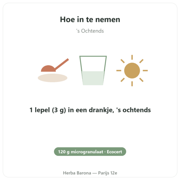 Spirulina – Flamant vert – micro-granulaat 120 g – ecocert gebruiksaanwijzing en dosering Paris Herba Barona