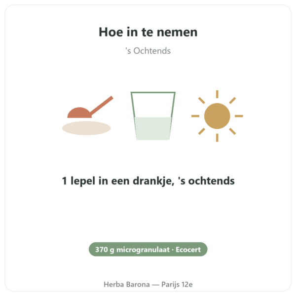 Spirulina – Flamant Vert – Micro-korrels 370 g – Ecocert gebruiksaanwijzing en dosering Paris Herba Barona