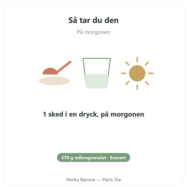 Spirulina – Flamant vert – mikrogranulat 370 g – ecocert användning och dosering Paris Herba Barona