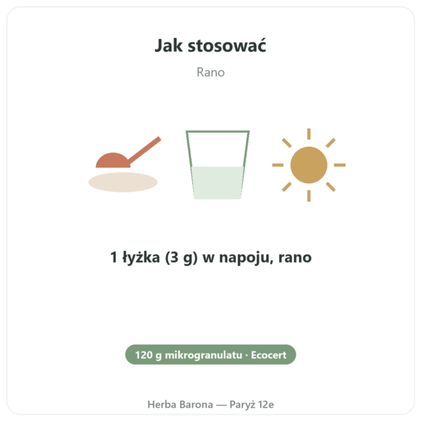 Spirulina – Flamant Vert – mikrogranulki 120 g – Ecocert sposób użycia i dawkowanie Paris Herba Barona