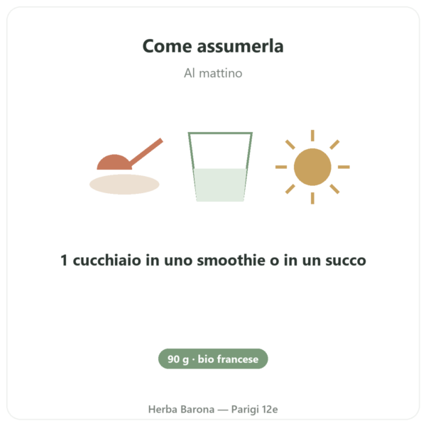 Spirulina Francese BIO – Dynveo – Fiocchi 90 g modo d'uso e dosaggio Paris Herba Barona
