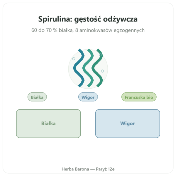 Spirulina Francuska BIO - Dynveo - 200 tabletek prezentacja Paris Herba Barona