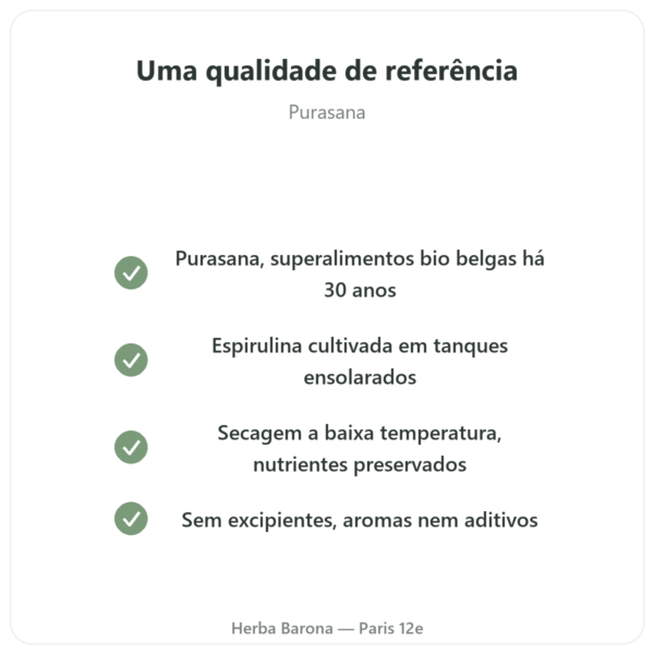Spirulina em pó BIO – Purasana – 200 g qualidade Paris Herba Barona