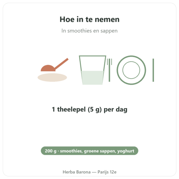 Spirulina in poeder BIO – Purasana – 200 g gebruiksaanwijzing en dosering Paris Herba Barona