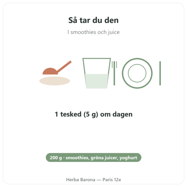 Spirulina i pulverform EKO – Purasana – 200 g användning och dosering Paris Herba Barona