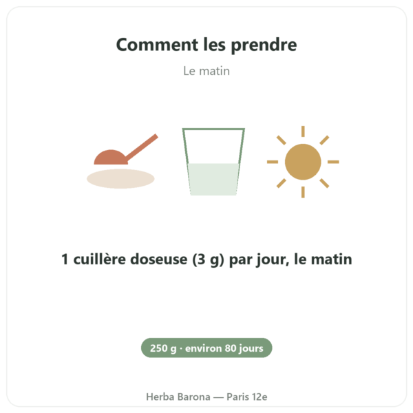 Spiruline Française BIO Dynveo Brindilles 250g mode d'emploi conseil de prise Paris Herba Barona