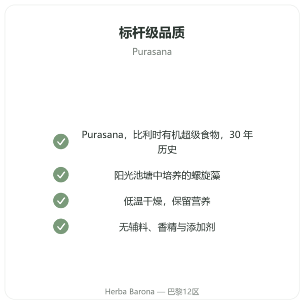 螺旋藻有机粉末 – Purasana – 200克 品质保证 Paris Herba Barona