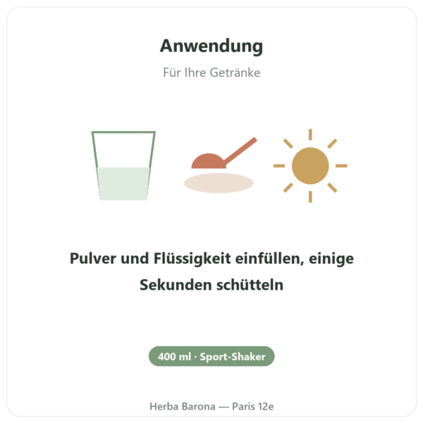 Sport-Shaker 400 ml – Novoma Anwendung und Dosierung Paris Herba Barona