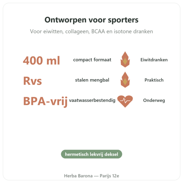 Sportshaker 400 ml Novoma voordelen en kerngegevens Paris Herba Barona