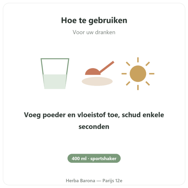 Sportshaker 400 ml Novoma gebruiksaanwijzing en dosering Paris Herba Barona