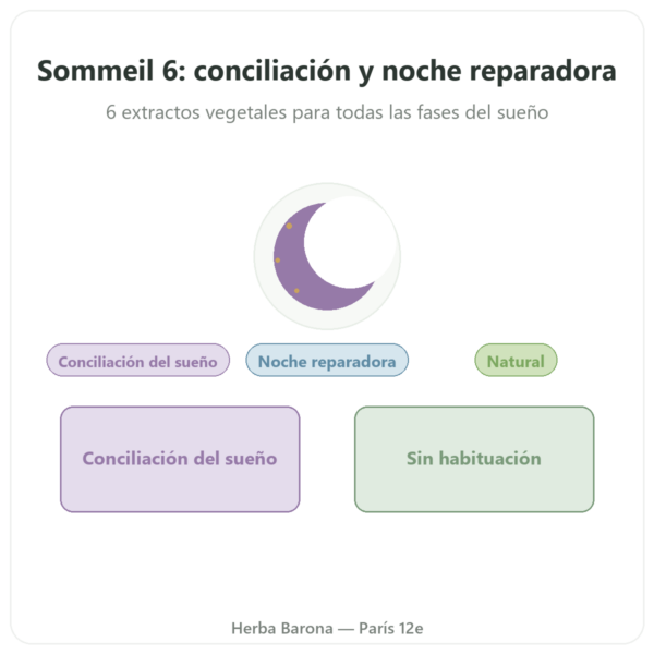 Sueño 6 – Dynveo – Conciliación y sueño reparador – 60 cápsulas – Cura 1 mes presentación Paris Herba Barona
