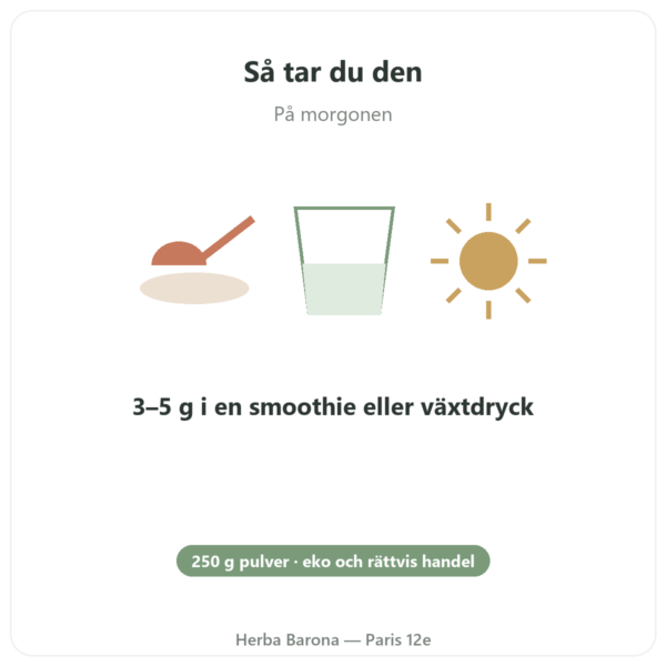 Svart Maca Bio pulver Pederoso – Saldac – 250 g användning och dosering Paris Herba Barona