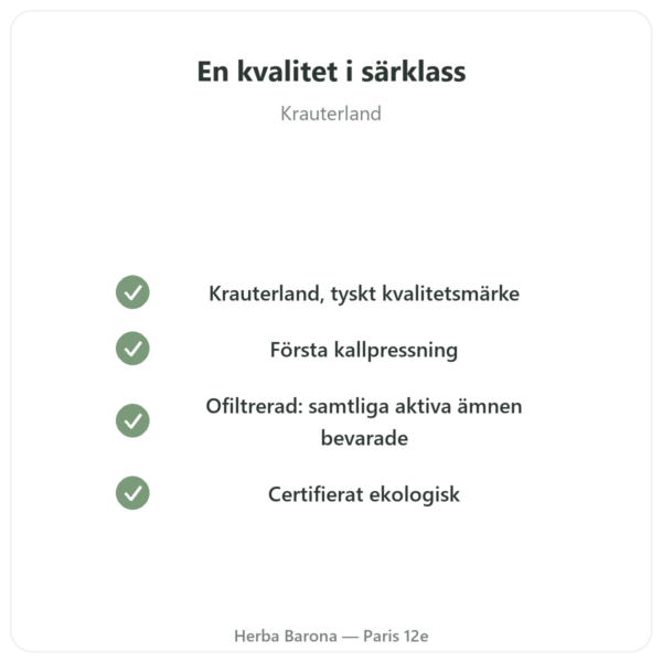 Svartkumminolja EKO ofiltrerad 250 ml – Krauterland kvalitet Paris Herba Barona