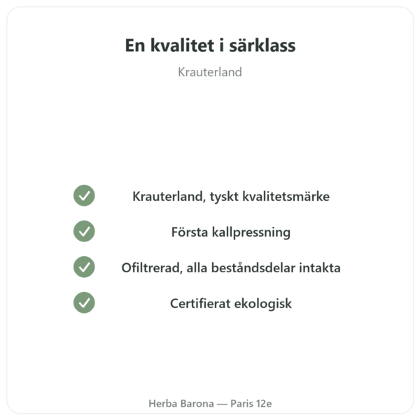 Svartkumminolja Ekologisk Ofiltrerad – Krauterland – 500 ml kvalitet Paris Herba Barona