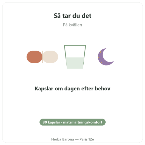 Tarmtransit Essence Pure 30 kapslar användning och dosering Paris Herba Barona
