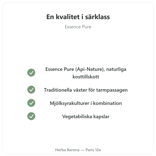 Tarmtransit Essence Pure 30 kapslar kvalitet Paris Herba Barona