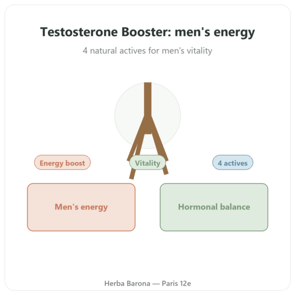 Testosterone Booster – Nutrimuscle – 120 Capsules presentation Paris Herba Barona