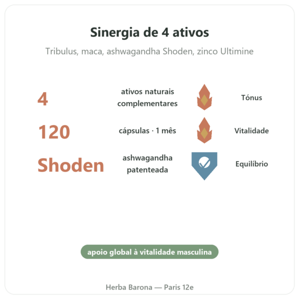 Testosterone Booster Nutrimuscle 120 cápsulas benefícios e dados principais Paris Herba Barona