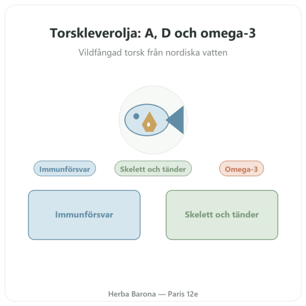 Torskleverolja 500 mg 60 kapslar DYNVEO presentation Paris Herba Barona