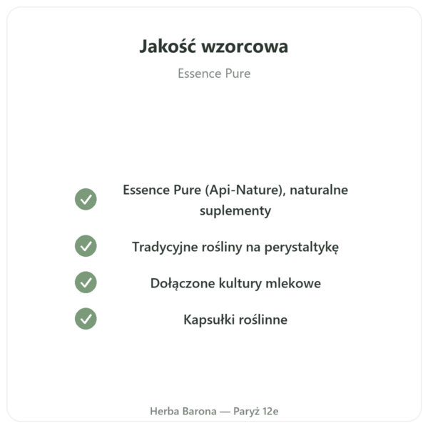 Tranzyt Jelitowy Essence Pure 30 kapsułek jakość Paris Herba Barona