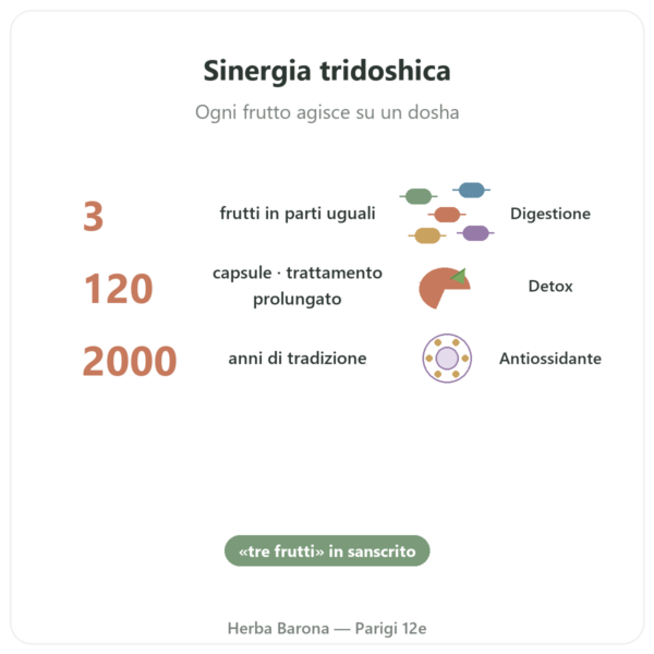 Triphala – Ayur-vana – 120 capsule benefici e dati chiave Paris Herba Barona
