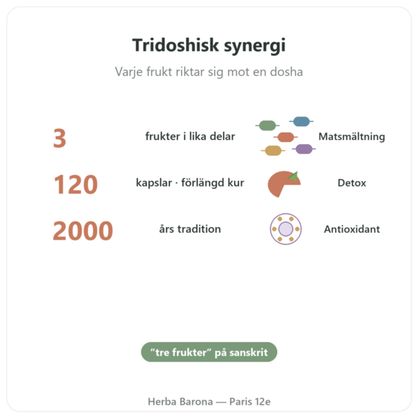 Triphala – Ayur-vana – 120 kapslar fördelar och nyckelfakta Paris Herba Barona