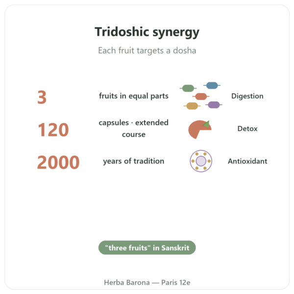 Triphala – Ayur-vana – 120 Capsules benefits and key facts Paris Herba Barona
